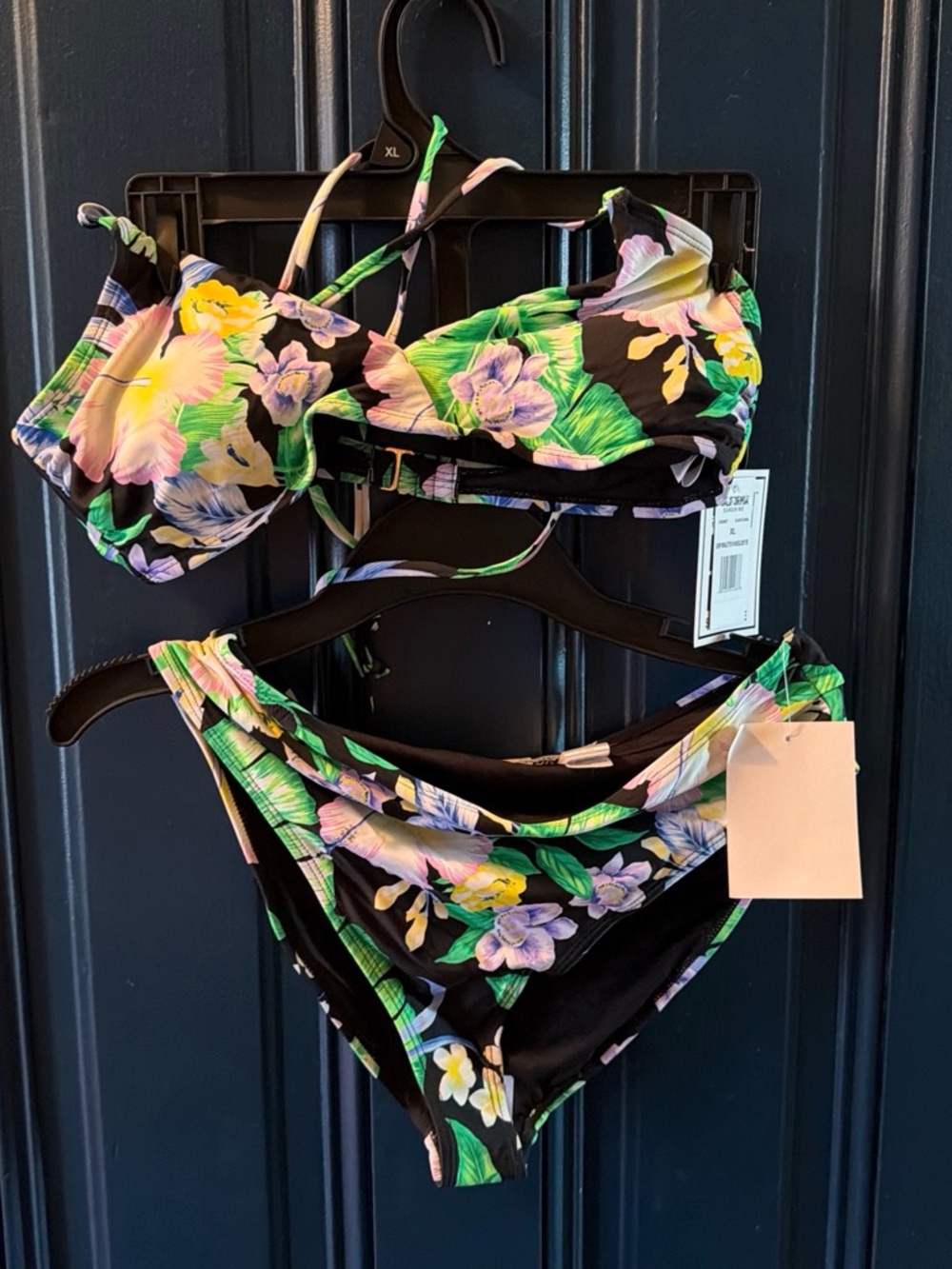 Floral Black Women's Bikini Set - Two-Piece Swimwear